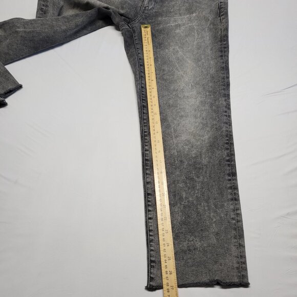 Apt 9 Womens Jeans Straight Leg Size 16 Stretch Cut Off Hem Gray - Picture 11 of 15